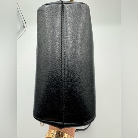 Authentic Gucci Metal Handle Canvas & Leather Shoulder Bag Black - Picture 5 of 16